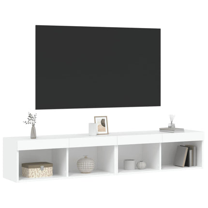TV-bänk med LED-belysning 2 st vit 80x30x30 cm