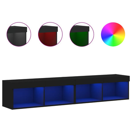 Tv-bänk med LED-belysning 2 st svart 80x30x30 cm