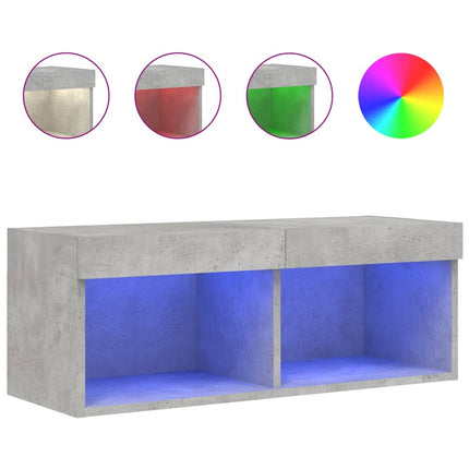 Tv-bänk med LED-belysning betonggrå 80x30x30 cm