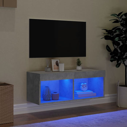 Tv-bänk med LED-belysning betonggrå 80x30x30 cm