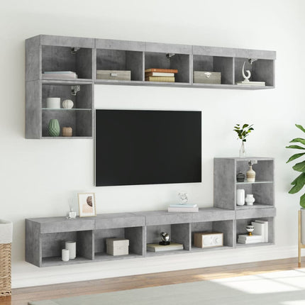 Tv-bänk med LED-belysning betonggrå 80x30x30 cm