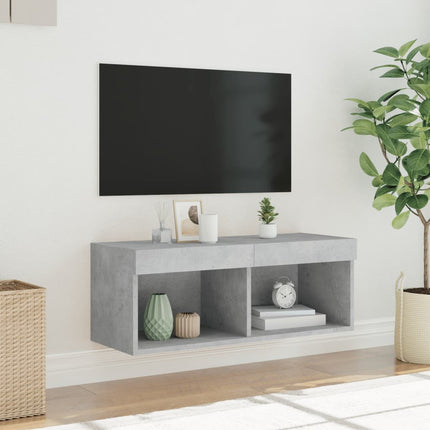 Tv-bänk med LED-belysning betonggrå 80x30x30 cm