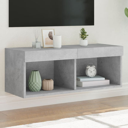 Tv-bänk med LED-belysning betonggrå 80x30x30 cm