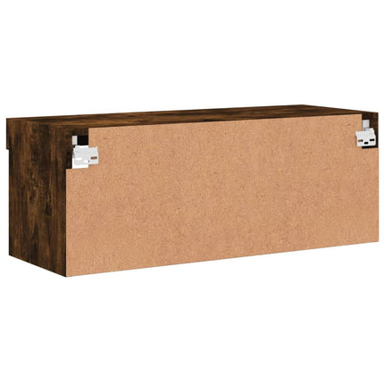 Tv-bänk med LED-belysning rökfärgad ek 80x30x30 cm
