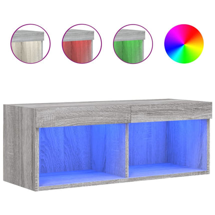 TV-bänk med LED-belysning grå sonama 80x30x30 cm