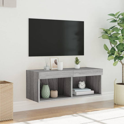 TV-bänk med LED-belysning grå sonama 80x30x30 cm