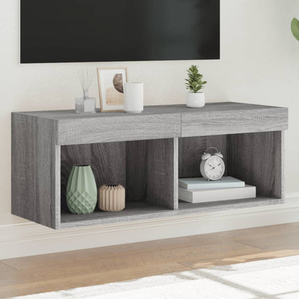TV-bänk med LED-belysning grå sonama 80x30x30 cm