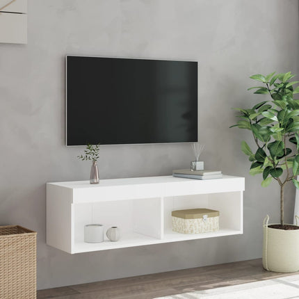 Tv-bänk med LED-belysning vit 100x30x30 cm