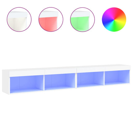 TV-bänk med LED-belysning 2 st vit 100x30x30 cm