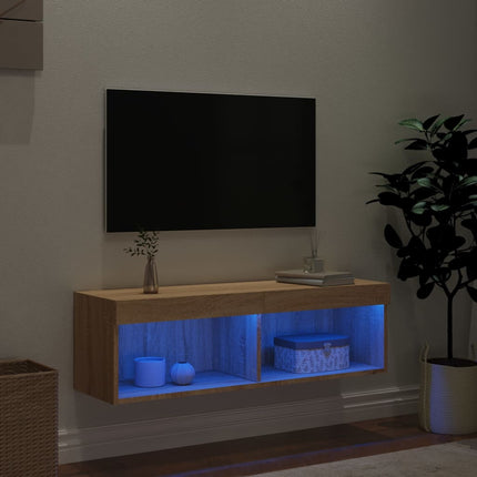 Tv-bänk med LED-belysning sonoma-ek 100x30x30 cm