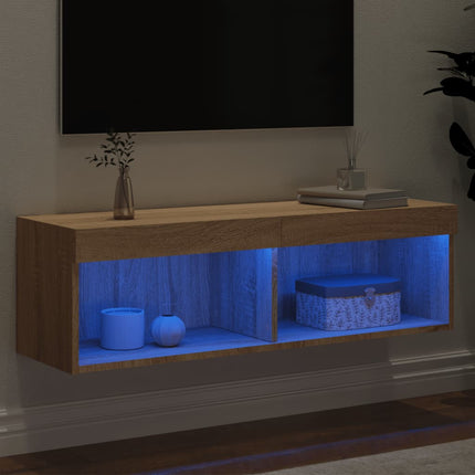 Tv-bänk med LED-belysning sonoma-ek 100x30x30 cm