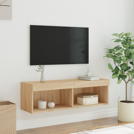 Tv-bänk med LED-belysning sonoma-ek 100x30x30 cm