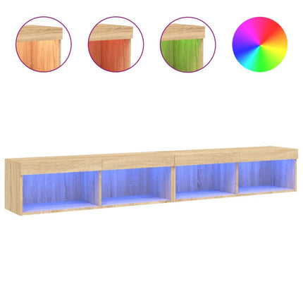 Tv-bänk med LED-belysning 2 st sonoma-ek 100x30x30 cm