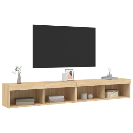 Tv-bänk med LED-belysning 2 st sonoma-ek 100x30x30 cm