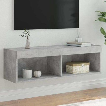 Tv-bänk med LED-belysning betonggrå 100x30x30 cm