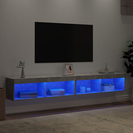 TV-bänk med LED-belysning 2 st betonggrå 100x30x30 cm