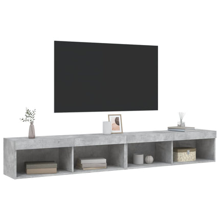 TV-bänk med LED-belysning 2 st betonggrå 100x30x30 cm