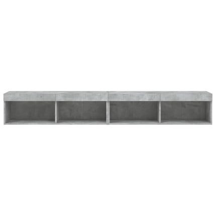 TV-bänk med LED-belysning 2 st betonggrå 100x30x30 cm