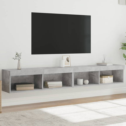 TV-bänk med LED-belysning 2 st betonggrå 100x30x30 cm