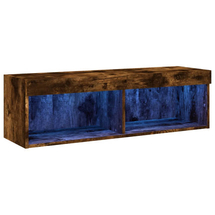 Tv-bänk med LED-belysning rökfärgad ek 100x30x30 cm