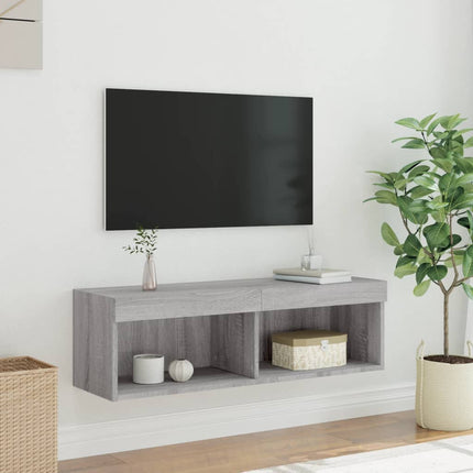 TV-bänk med LED-belysning grå sonama 100x30x30 cm