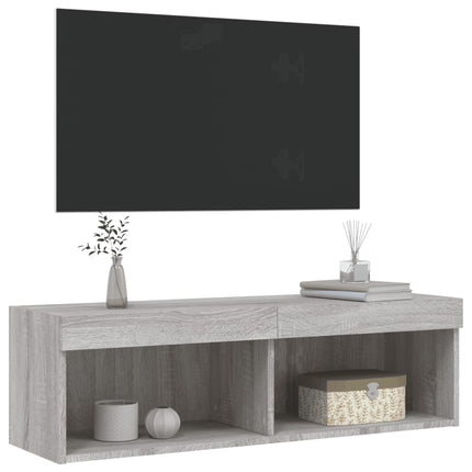 TV-bänk med LED-belysning grå sonama 100x30x30 cm