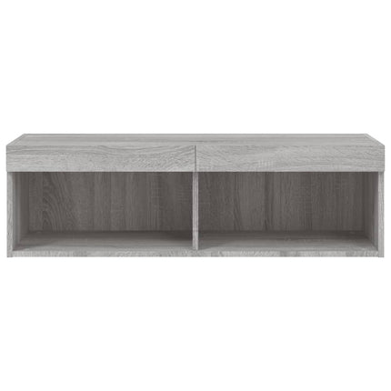 TV-bänk med LED-belysning grå sonama 100x30x30 cm