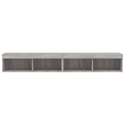 TV-bänk med LED-belysning 2 st grå sonoma 100x30x30 cm