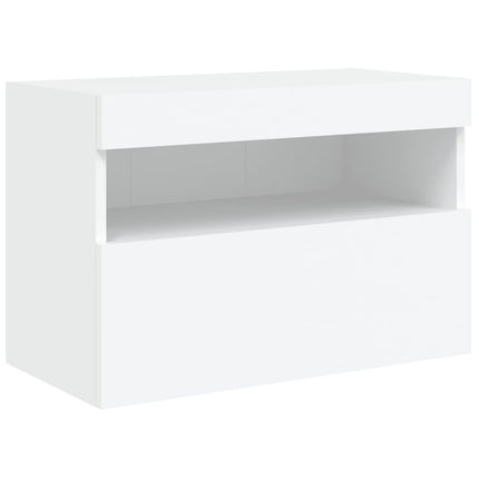 Väggmonterad tv-bänk LED vit 60x30x40 cm