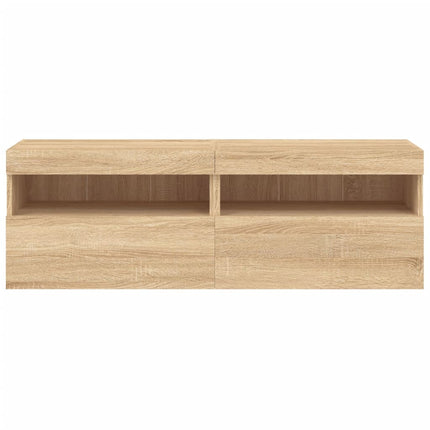 Väggmonterad tv-bänk LED 2 st sonoma-ek 60x30x40 cm