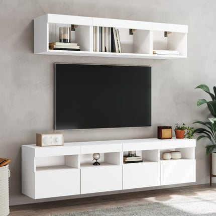 Väggmonterad tv-bänk LED 2 st vit 80x30x40 cm