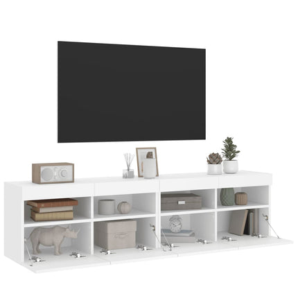 Väggmonterad tv-bänk LED 2 st vit 80x30x40 cm