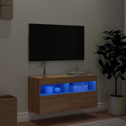 Väggmonterad tv-bänk LED sonoma-ek 80x30x40 cm