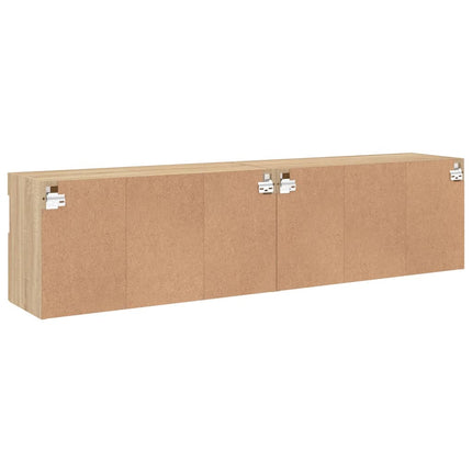 Väggmonterad tv-bänk LED 2 st sonoma-ek 80x30x40 cm