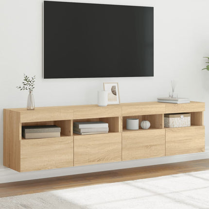 Väggmonterad tv-bänk LED 2 st sonoma-ek 80x30x40 cm
