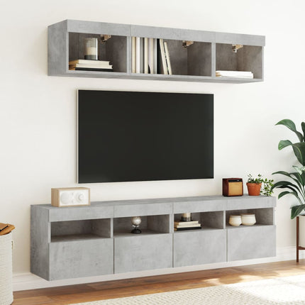 Väggmonterad tv-bänk LED betonggrå 80x30x40 cm