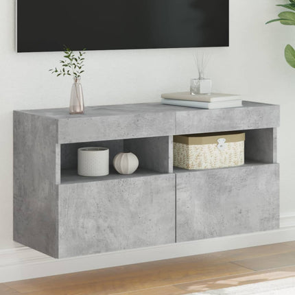 Väggmonterad tv-bänk LED betonggrå 80x30x40 cm