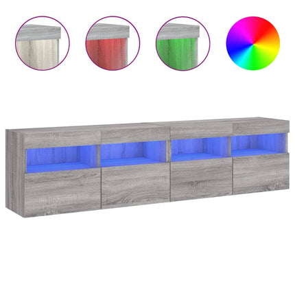 Väggmonterad tv-bänk LED 2 st grå sonoma 80x30x40 cm