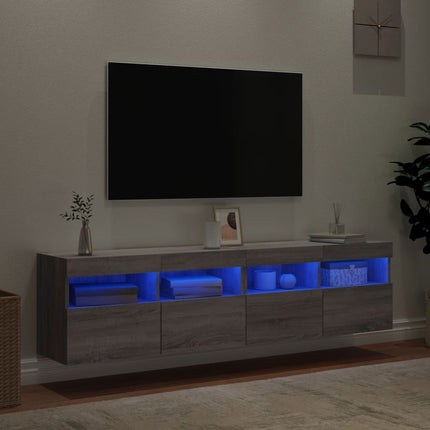 Väggmonterad tv-bänk LED 2 st grå sonoma 80x30x40 cm