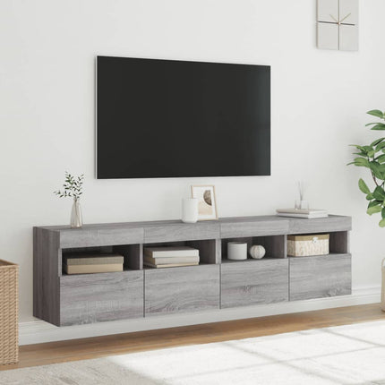 Väggmonterad tv-bänk LED 2 st grå sonoma 80x30x40 cm