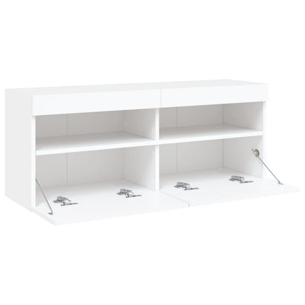 Väggmonterad tv-bänk LED vit 100x30x40 cm