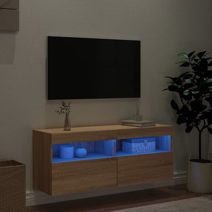 Väggmonterad tv-bänk LED sonoma-ek 100x30x40 cm
