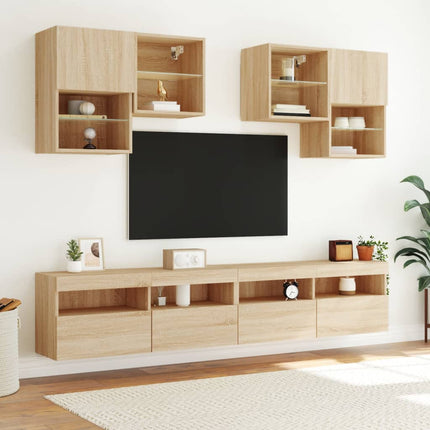 Väggmonterad tv-bänk LED sonoma-ek 100x30x40 cm
