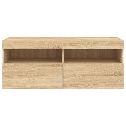 Väggmonterad tv-bänk LED sonoma-ek 100x30x40 cm