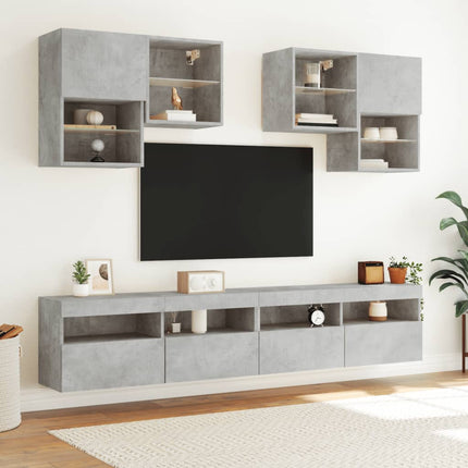Väggmonterad tv-bänk LED betonggrå 100x30x40 cm