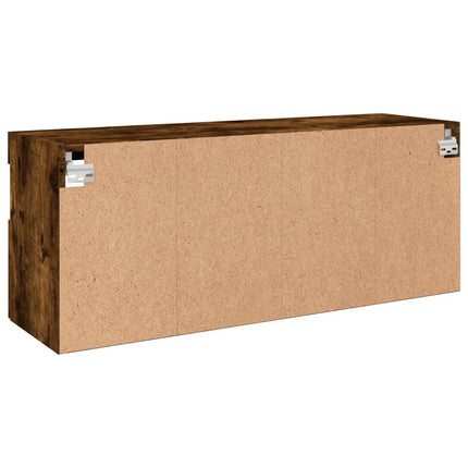Väggmonterad tv-bänk LED rökfärgad ek 100x30x40 cm