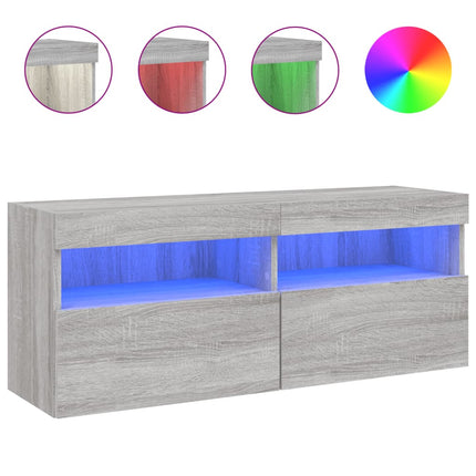 Väggmonterad tv-bänk LED grå sonoma 100x30x40 cm