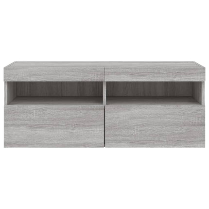 Väggmonterad tv-bänk LED grå sonoma 100x30x40 cm