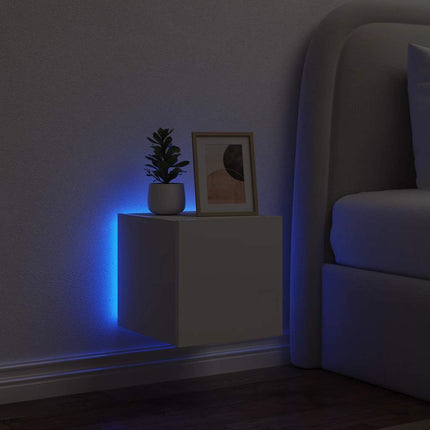 Väggmonterad tv-bänk LED vit 30,5x35x30 cm