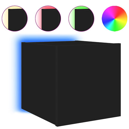 Väggmonterad tv-bänk LED 2 st svart 30,5x35x30 cm